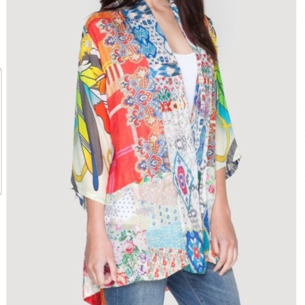 Johnny Was Mixed Print Silk Kimono | XL - Picture 2 of 10